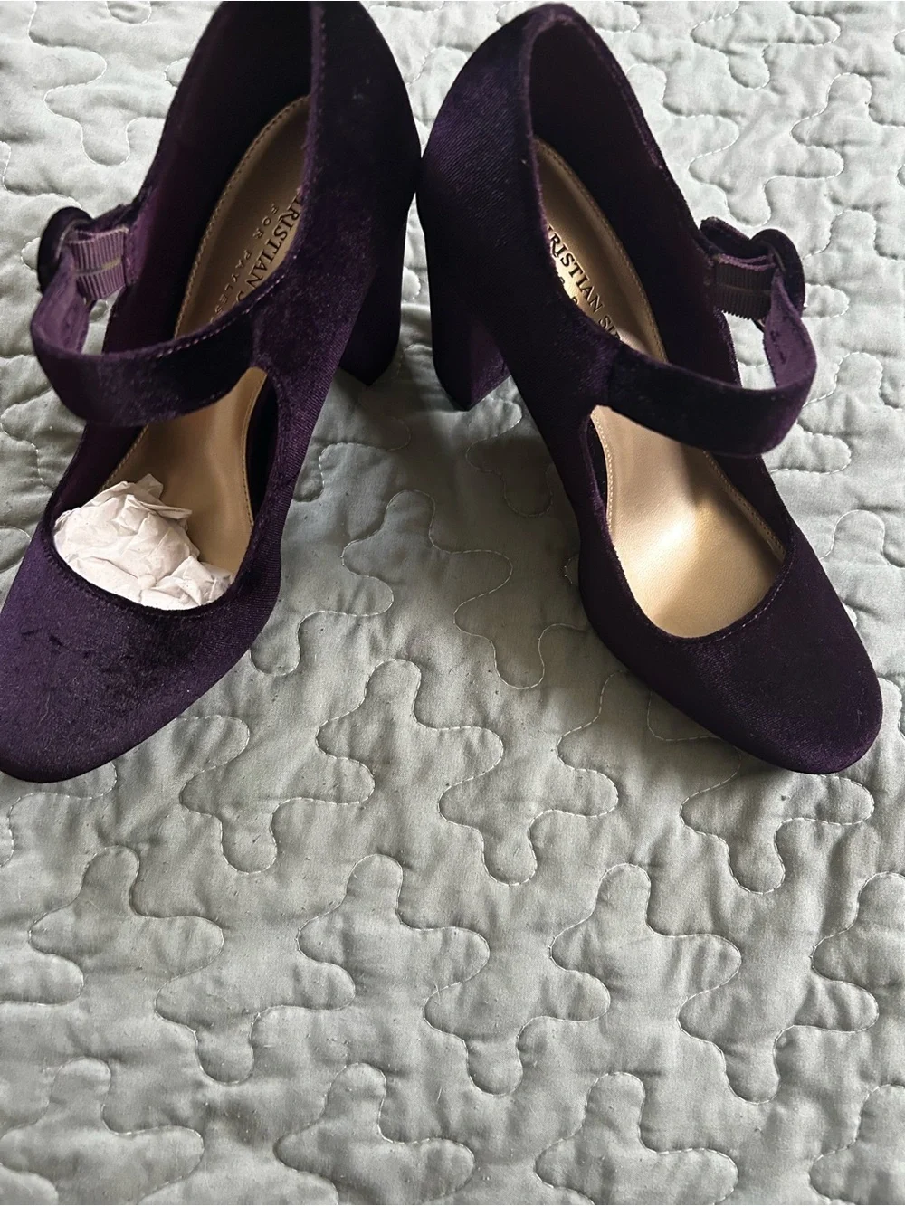 Christian Siriano Deep Purple Velvet Mary Jane Heels